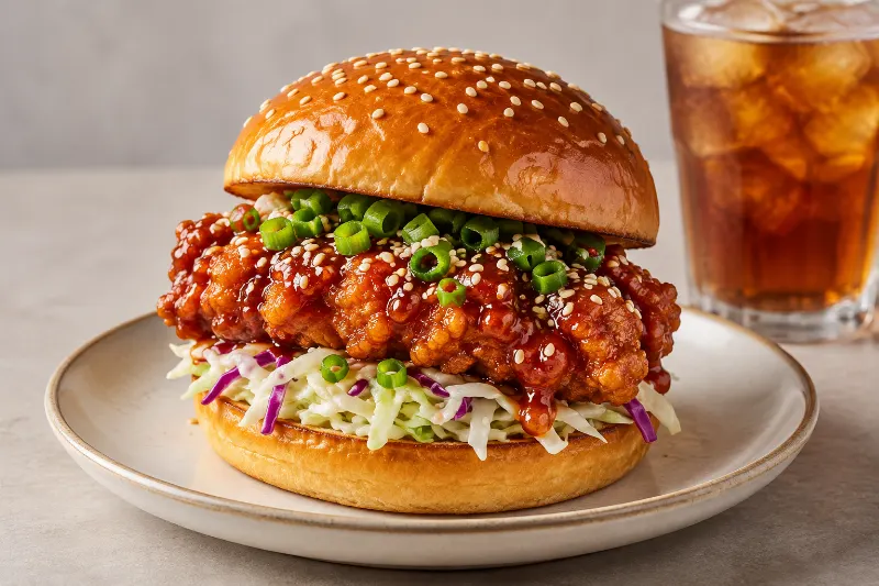 Spicy Korean Glazed Chicken Burger